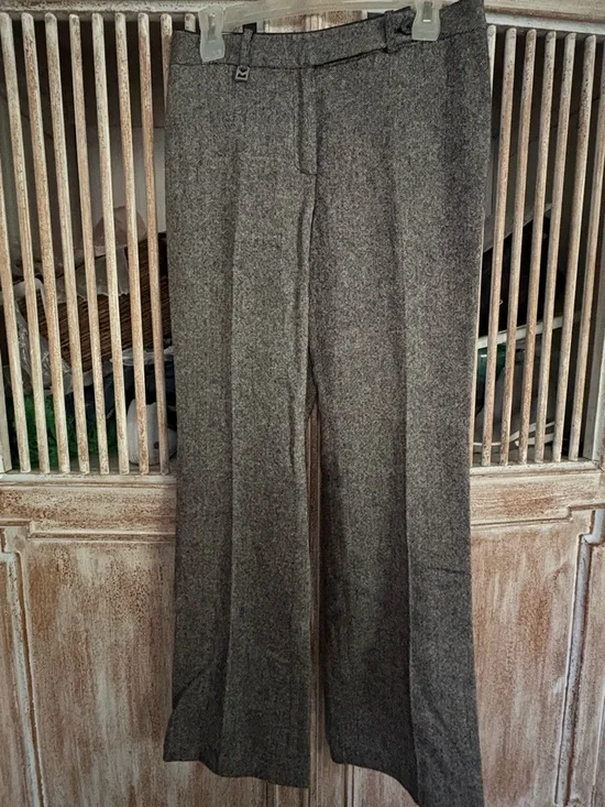 Michael Kors Gray Herringbone Tailored Straight-Leg Trousers - Picture 4 of 10